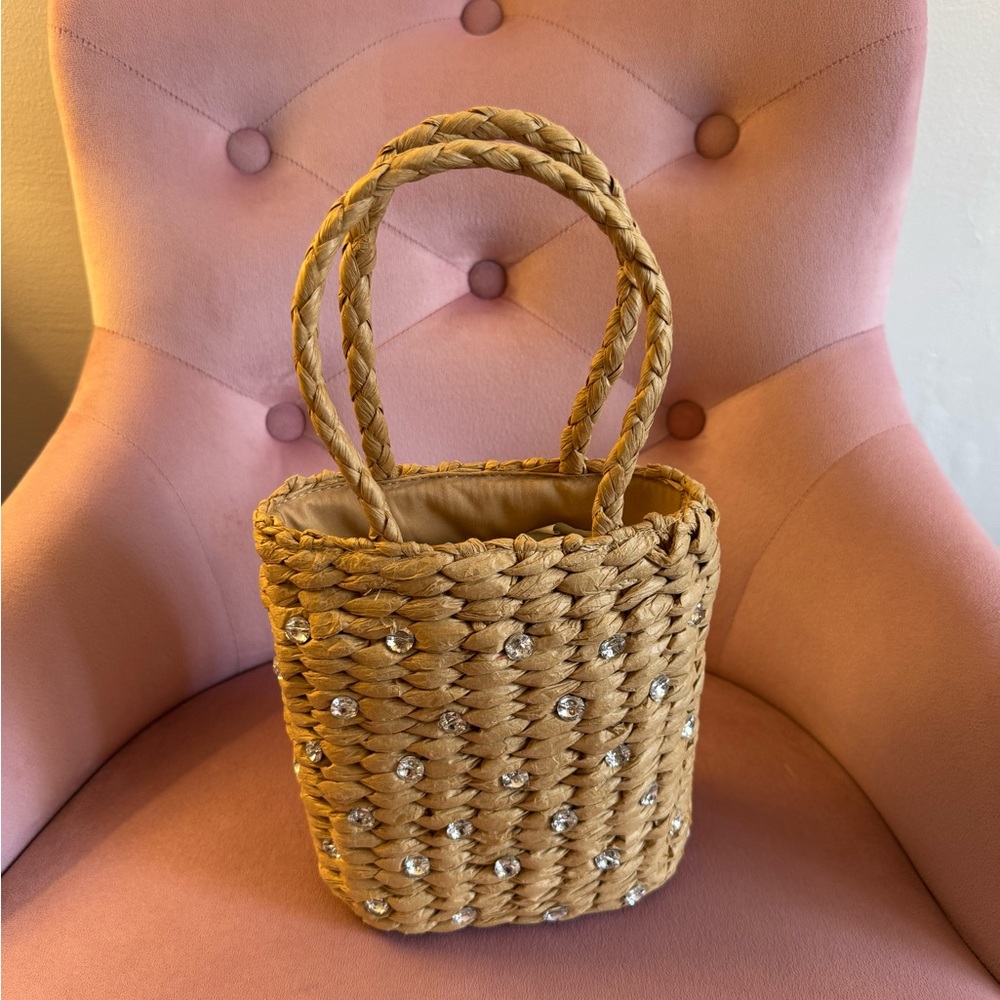 TARGET - A New Day Mini Rhinestone Embellished Straw Bucket HandBag